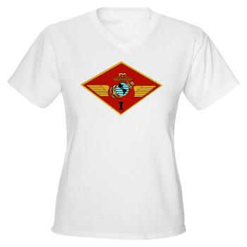 1MAW - A01 - 04 - 1st Marine Aircraft Wing with Text - Women's V-Neck T-Shirt - Click Image to Close
